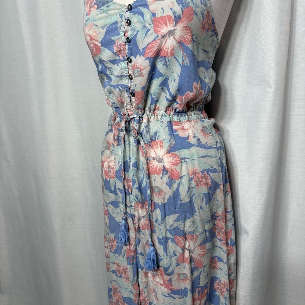 Rip Curl Floral Maxi Dress Boho Beach Vacation Summer Button Down Slit Size M - Picture 4 of 11